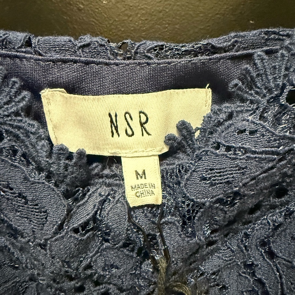 NWT NSR Napean Sea Rd Navy Lace Midi Dress Size M Side Zip - Picture 3 of 7